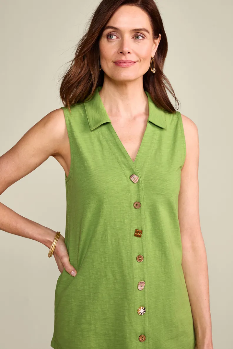 Blusas Elegantes: Túnica Danielle sin Mangas de SoftSurroundings - Conjuntos con Mallas Cómodas