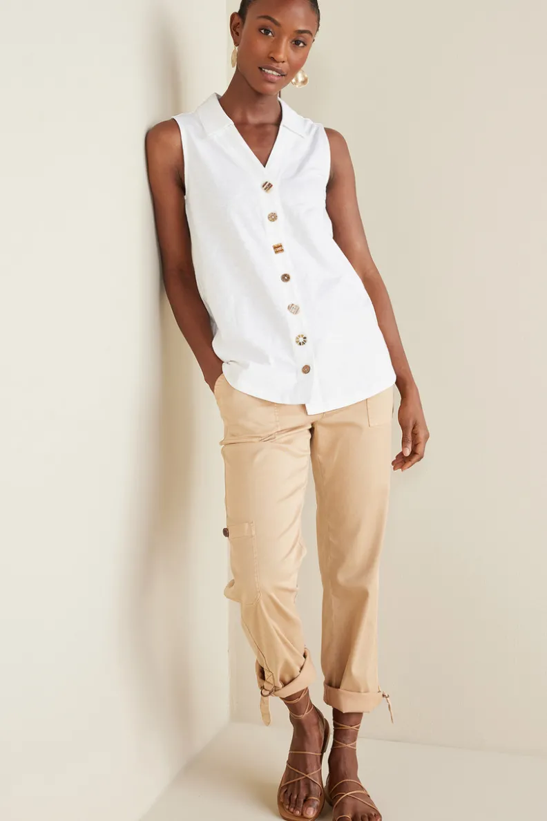 Blusas Elegantes: Túnica Danielle sin Mangas de SoftSurroundings - Conjuntos con Mallas Cómodas
