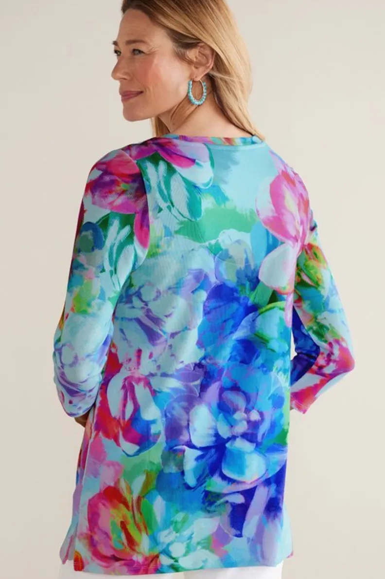Túnica Primaveral Darcy - Entornos Suaves con Estampado Floral en Rosa Suave, Diseño Fluyente y Confort Óptimo