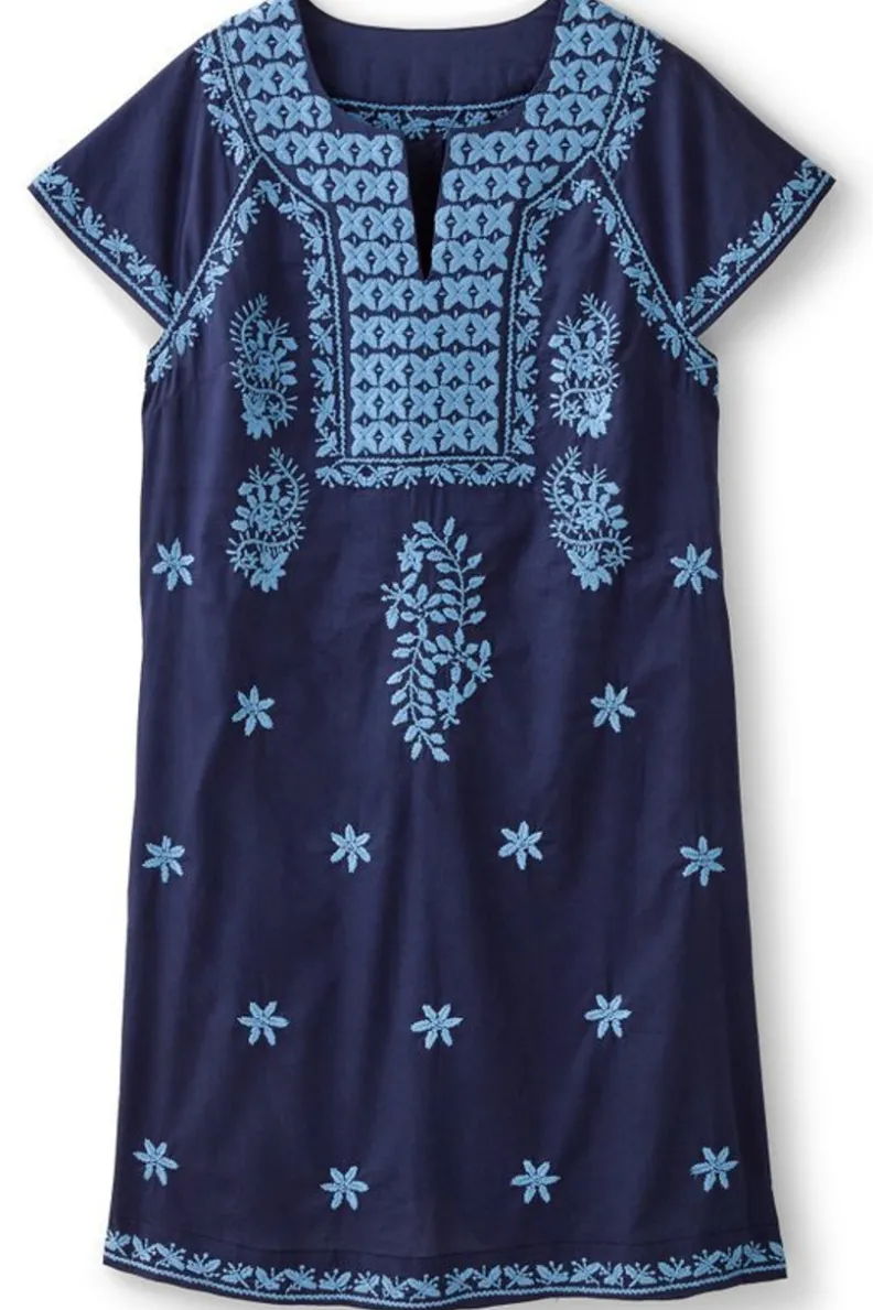 Vestido Corto Davina - Azul Marino en Tejido Suave de Soft Surroundings