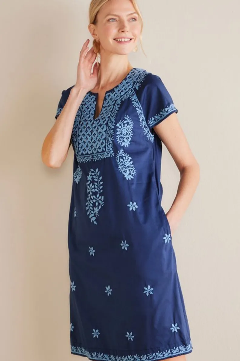 Vestido Corto Davina - Azul Marino en Tejido Suave de Soft Surroundings
