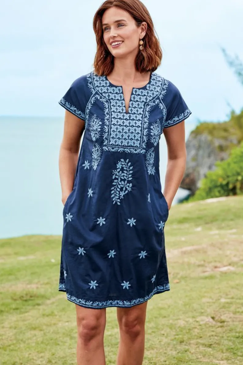 Vestido Corto Davina - Azul Marino en Tejido Suave de Soft Surroundings