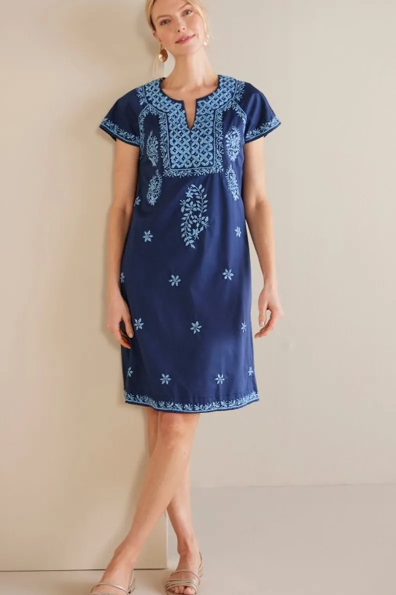 Vestido Corto Davina - Azul Marino en Tejido Suave de Soft Surroundings