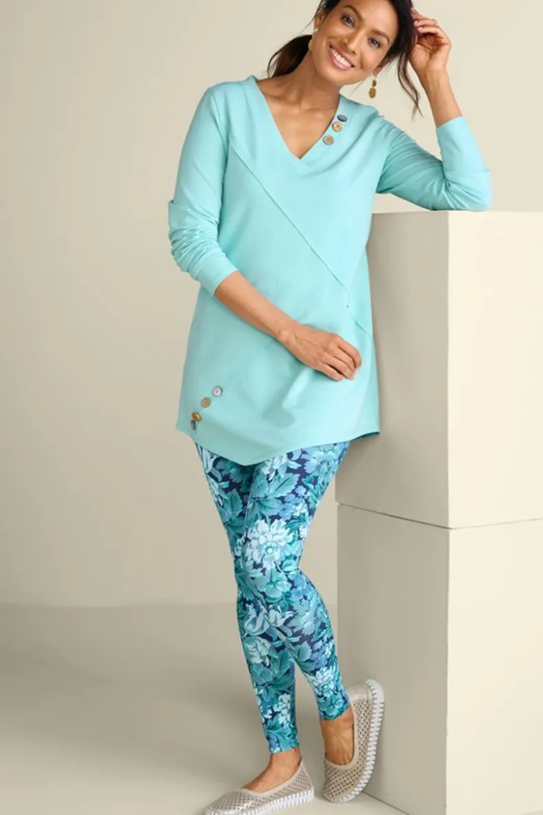 Blusa Asimétrica en Felpa Cómoda - Tono Turquesa Pastel de la Colección Dove by Soft Surroundings