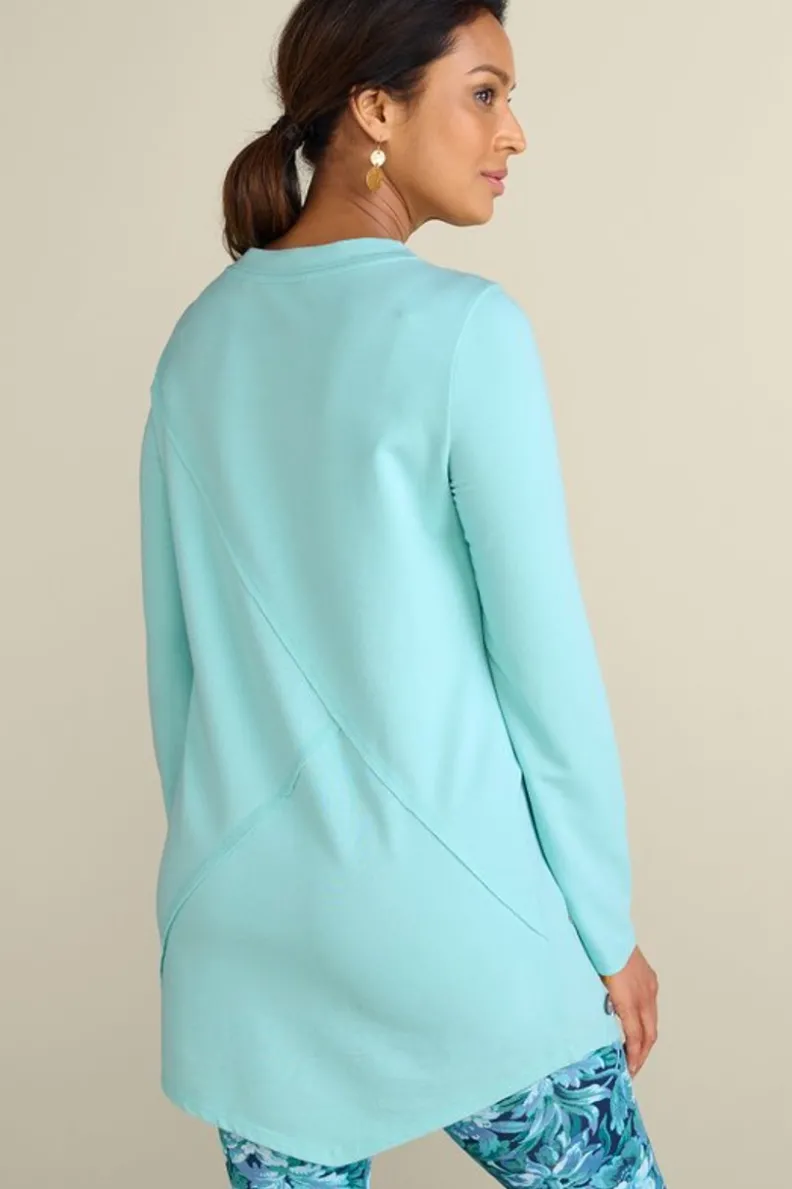 Blusa Asimétrica en Felpa Cómoda - Tono Turquesa Pastel de la Colección Dove by Soft Surroundings