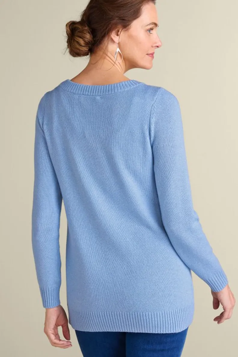 Soft Surroundings - Suéter Draya en Lana con Flecos y Motivo Copo de Nieve | Jerséis y Cardigans de Invierno para un Abrigo Elegante