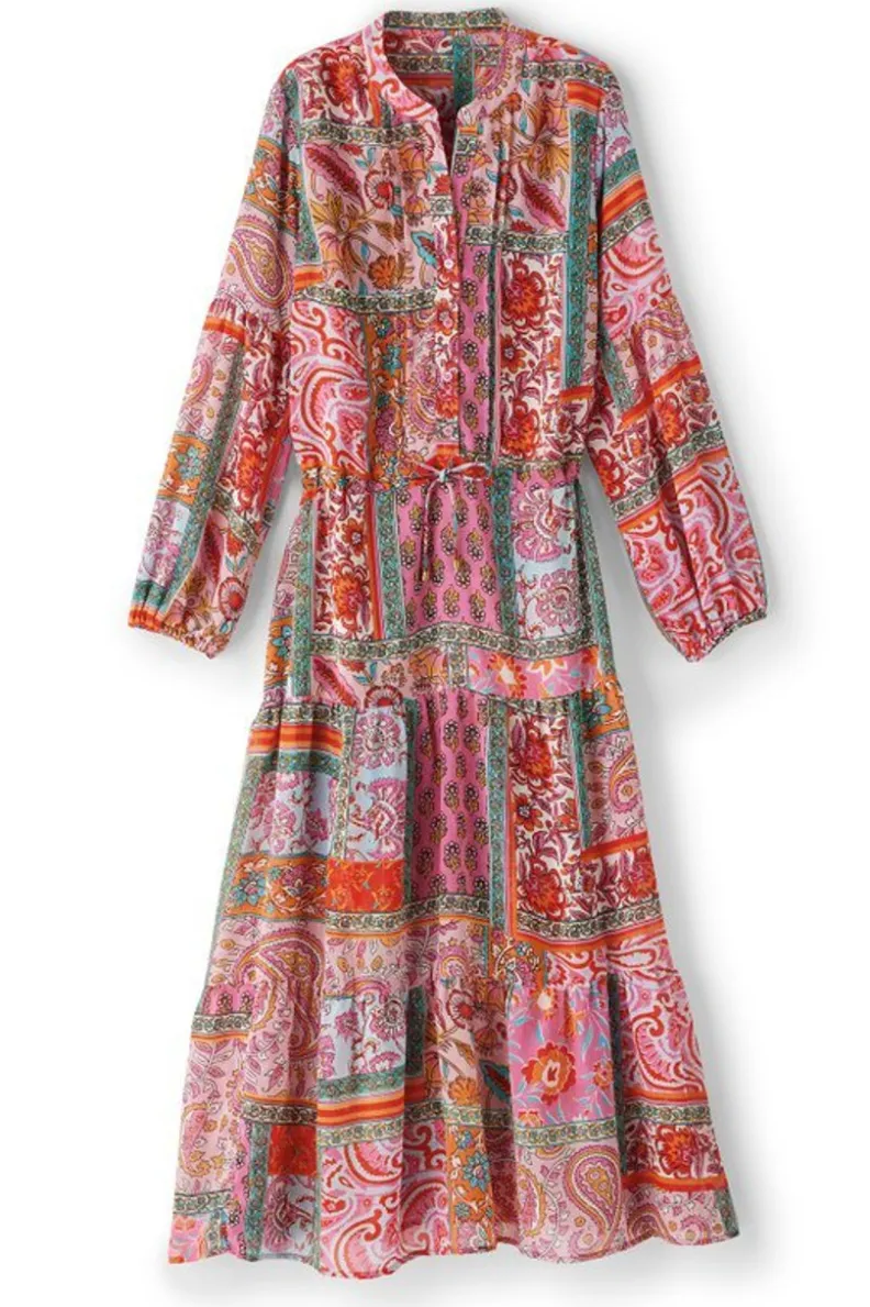 Vestido Midí Drea con Detalles Artesanales - Diseño Boheme en Parches Multicolor de Soft Surroundings