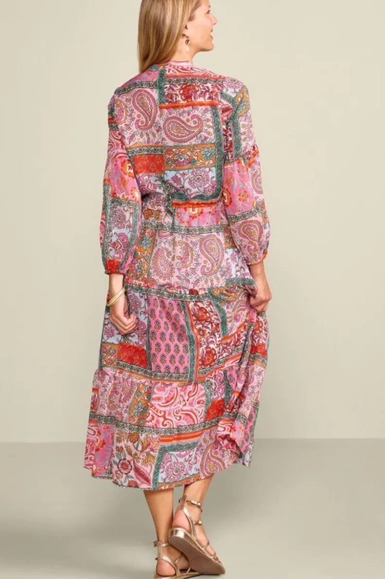 Vestido Midí Drea con Detalles Artesanales - Diseño Boheme en Parches Multicolor de Soft Surroundings