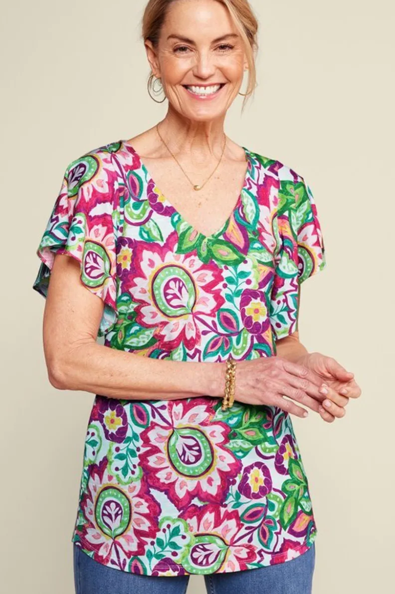 Elegante Túnica Elana con Estampado Jardín Botánico - Conjunto Cómodo de Blusas y Leggings de Soft Surroundings