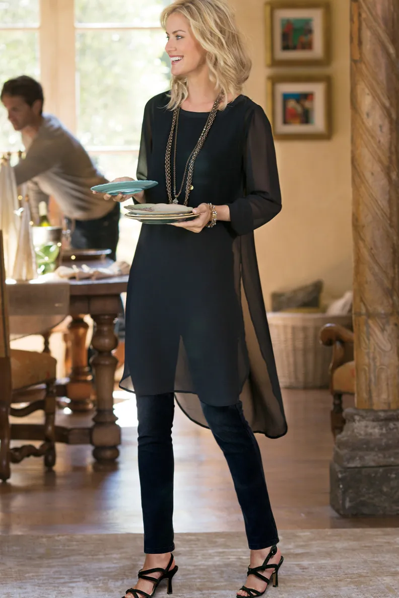 Túnica Sofisticada en Negro para Mujer - Colección Entornos Suaves Otoño/Invierno