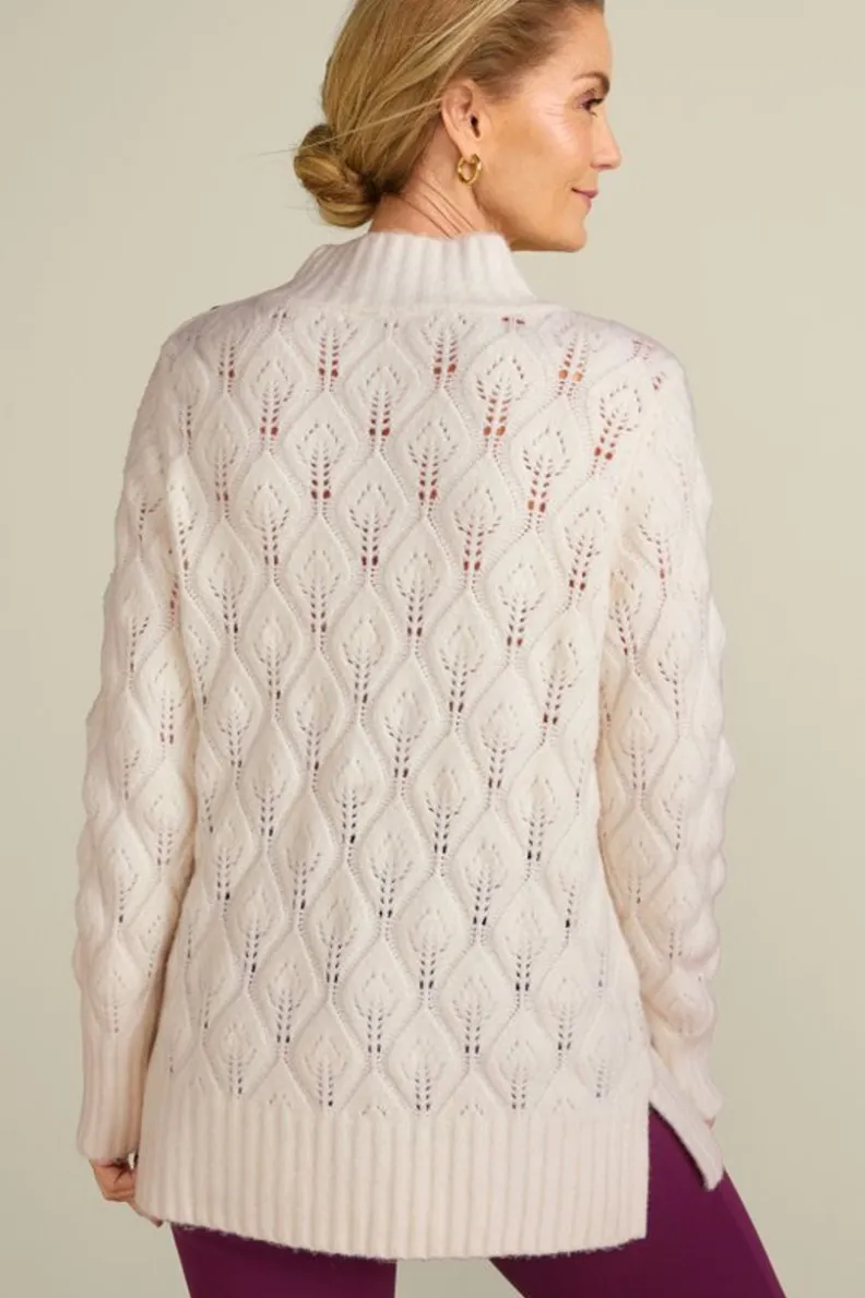 Suéter abotonado Ensley en marfil perlado - Túnica elegante de tejido suave | Colección cárdigans y suéteres de Soft Surroundings