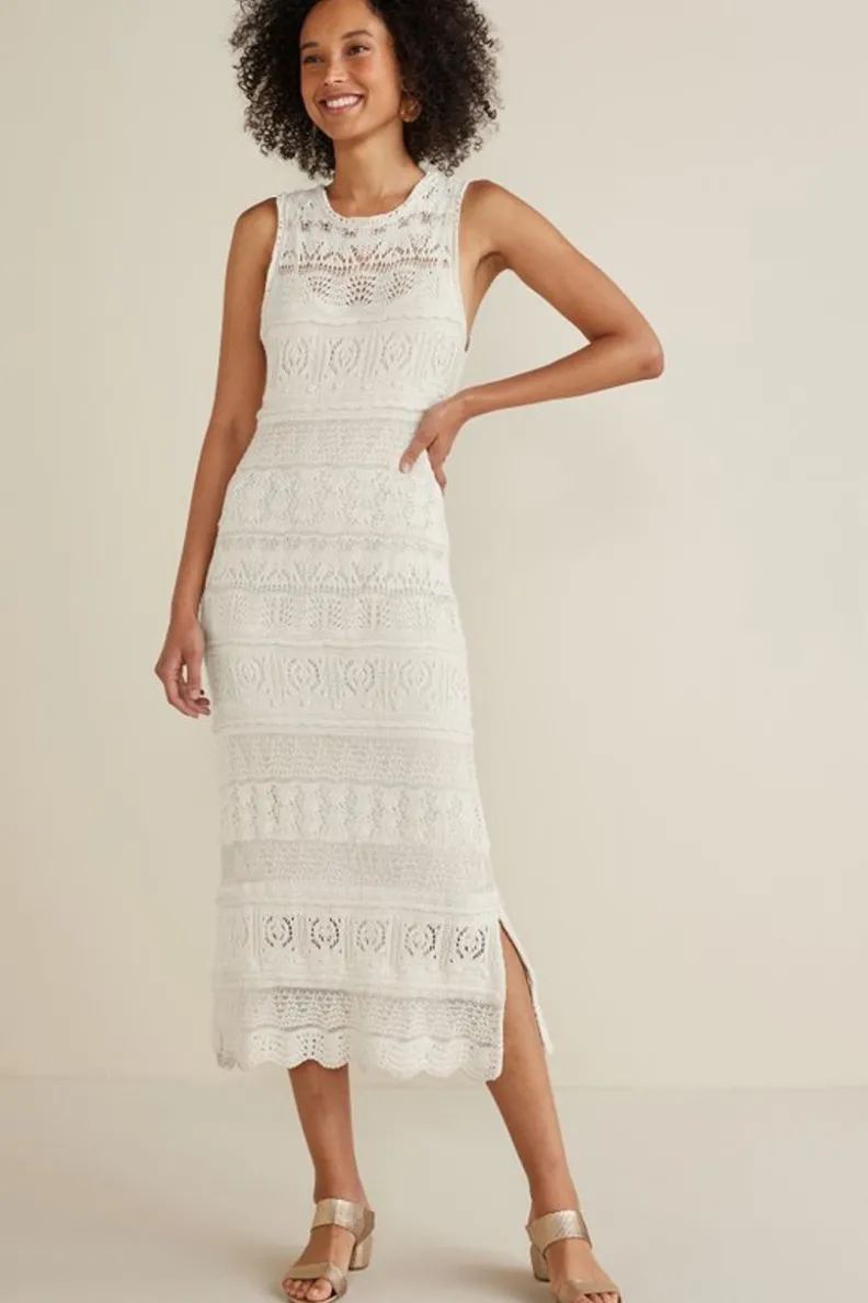 Vestido midi Erica de encaje bohemio en blanco vintage - Colección Soft Surroundings
