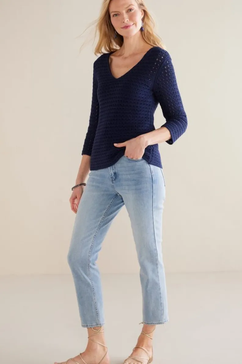 Jersey Estrella Azul Marino - Abrigos de Invierno Suaves y Confortables para Mujer · Soft Surroundings Collection