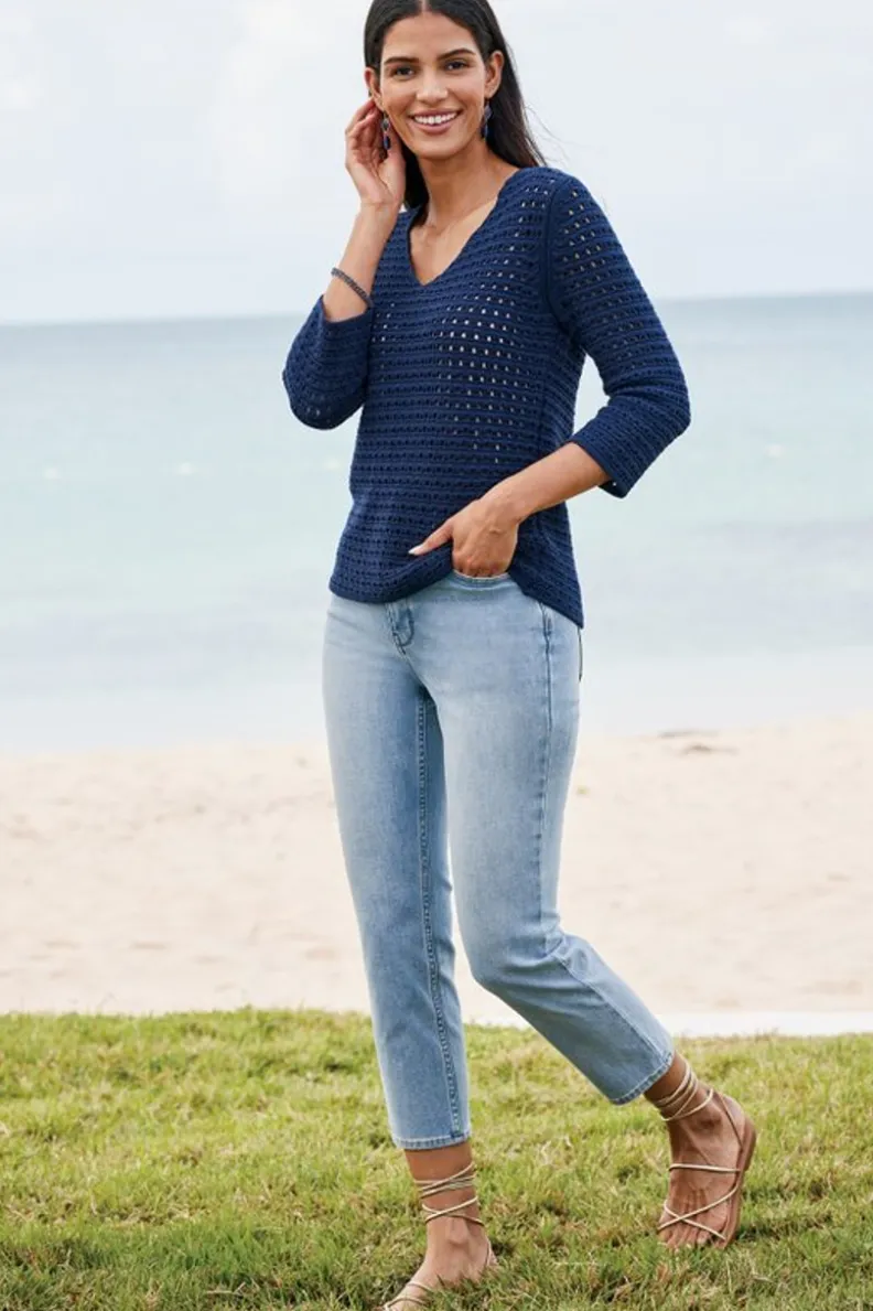 Jersey Estrella Azul Marino - Abrigos de Invierno Suaves y Confortables para Mujer · Soft Surroundings Collection