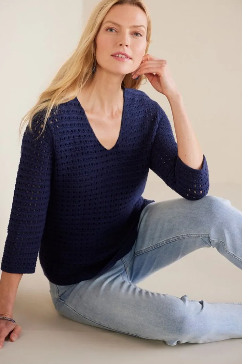 Jersey Estrella Azul Marino - Abrigos de Invierno Suaves y Confortables para Mujer · Soft Surroundings Collection