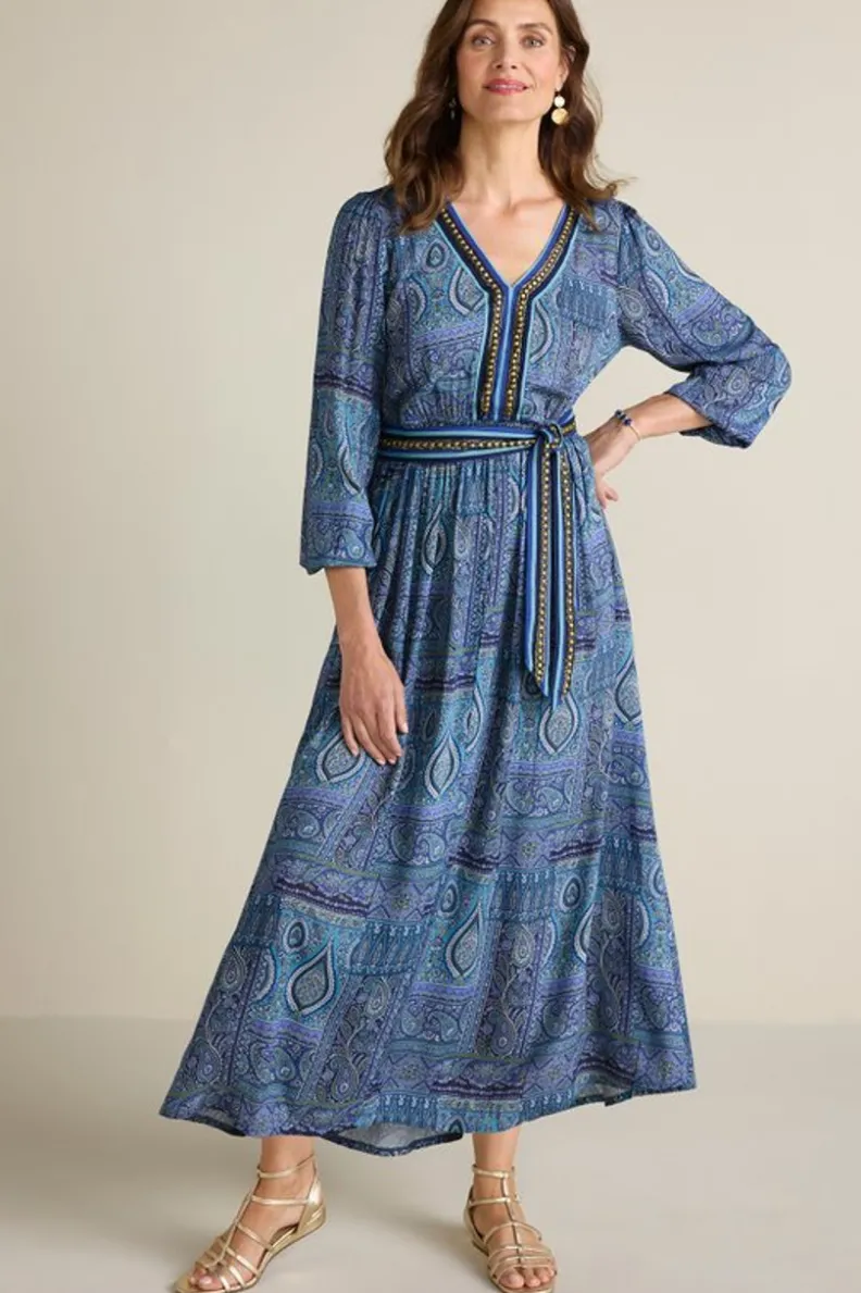 Vestido Largo Eugenia con Bufanda Inspirada en las Azores - Estilo Bohemio y Confortable de Soft Surroundings  

（，