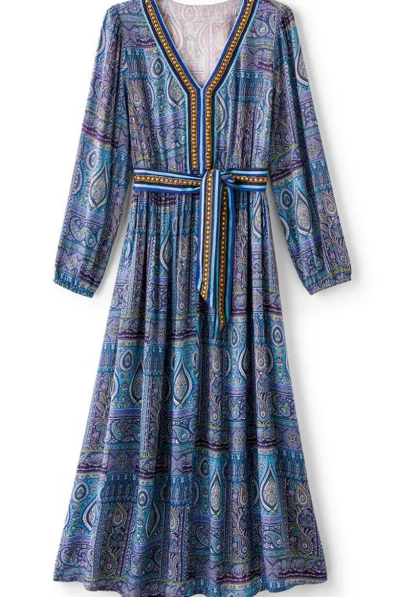 Vestido Largo Eugenia con Bufanda Inspirada en las Azores - Estilo Bohemio y Confortable de Soft Surroundings  

（，