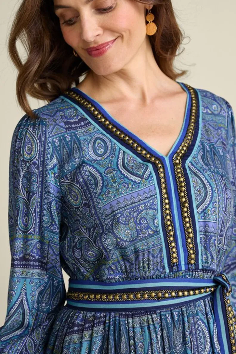 Vestido Largo Eugenia con Bufanda Inspirada en las Azores - Estilo Bohemio y Confortable de Soft Surroundings  

（，