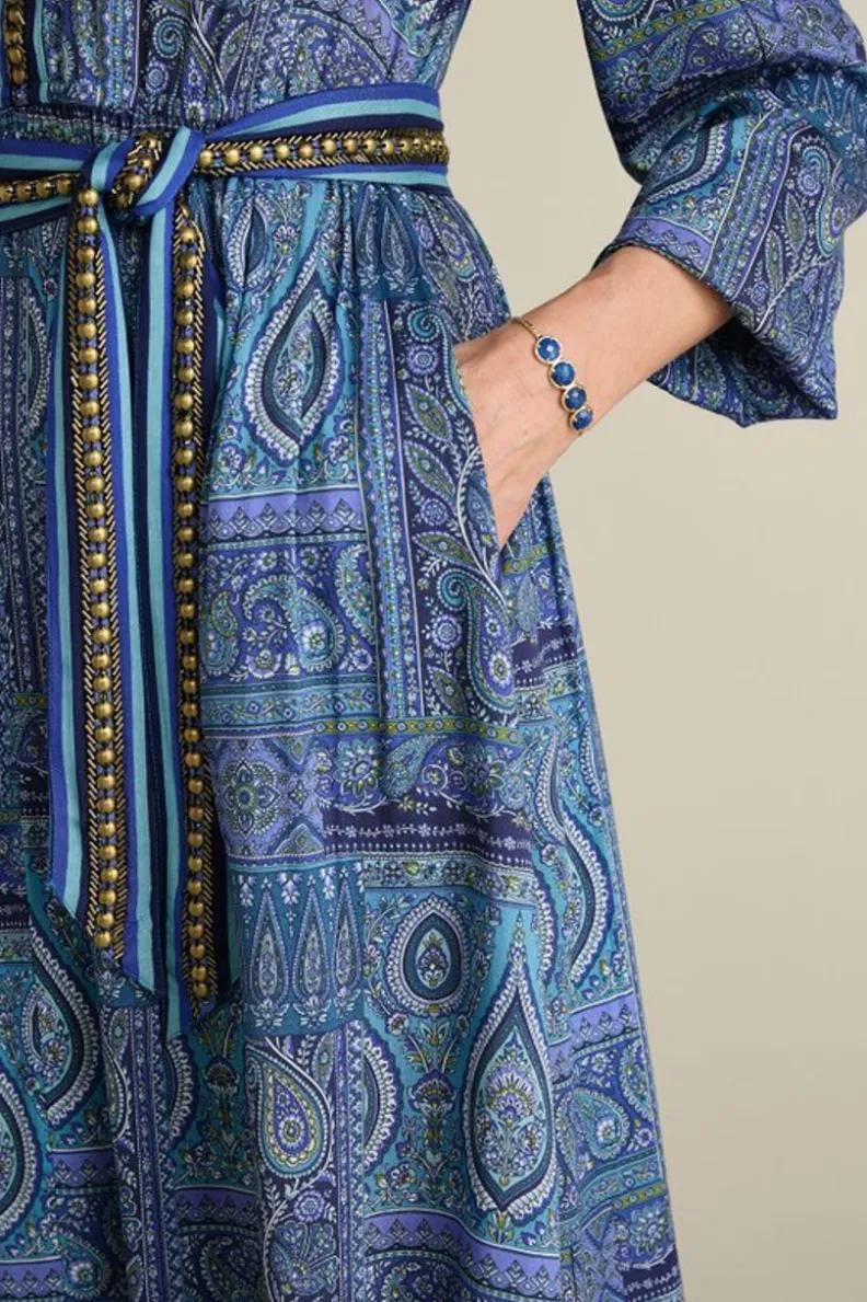 Vestido Largo Eugenia con Bufanda Inspirada en las Azores - Estilo Bohemio y Confortable de Soft Surroundings  

（，