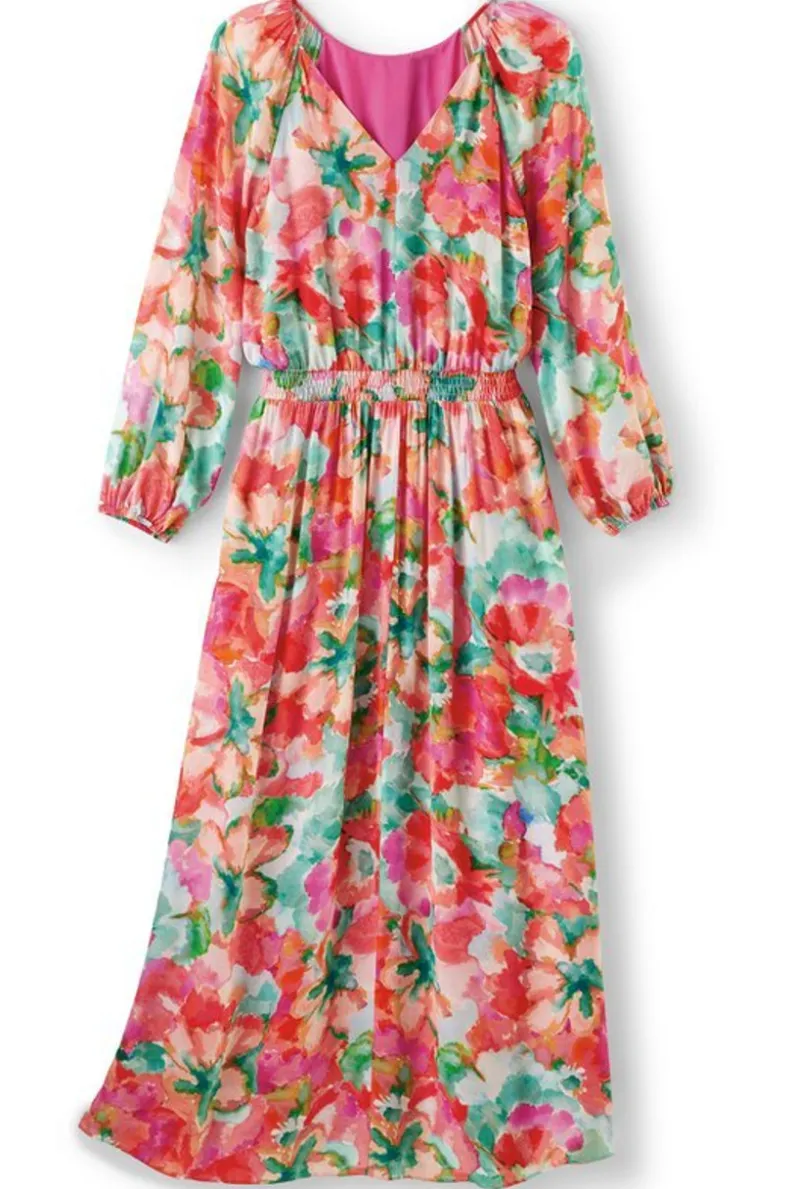 Vestido Largo Evalina con Estampado Tropical - Elegancia Casual de Soft Surroundings | Combina Frescura y Movilidad en Diseño Maxi
