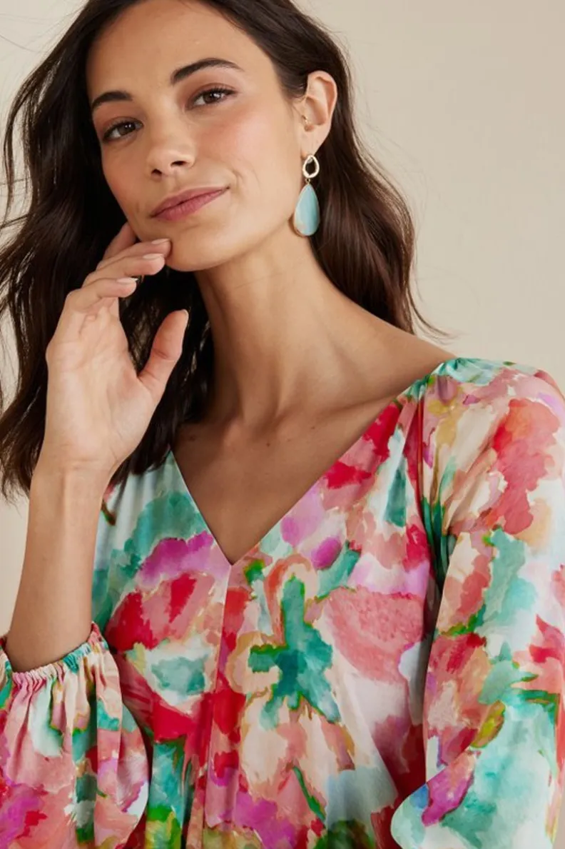 Vestido Largo Evalina con Estampado Tropical - Elegancia Casual de Soft Surroundings | Combina Frescura y Movilidad en Diseño Maxi