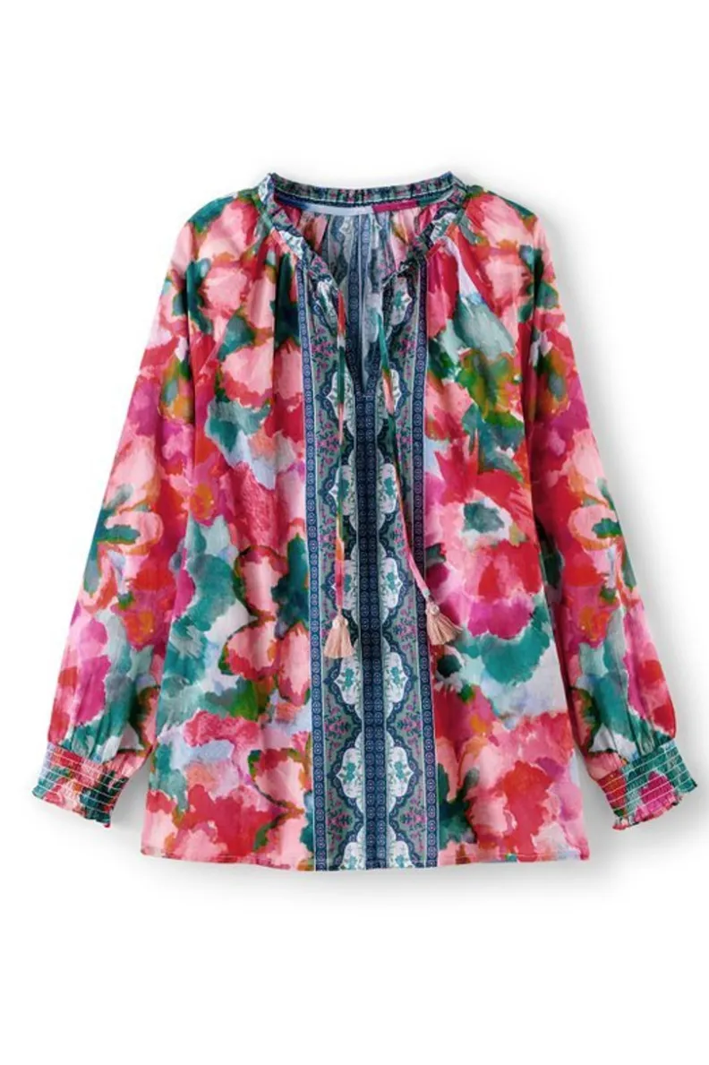 Blusa Primaveral Evalina - Rosa Polvoriento con Detalles Ranúnculo | Colección Soft Surroundings