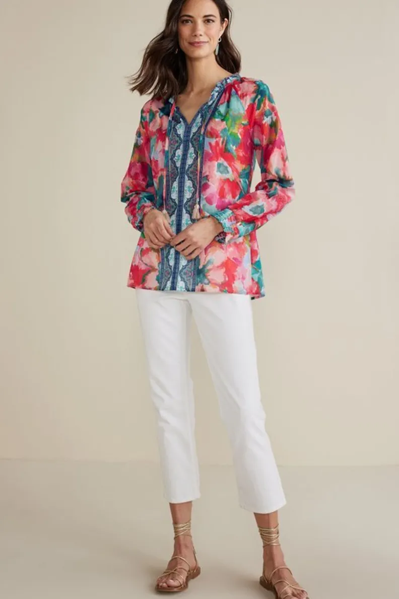 Blusa Primaveral Evalina - Rosa Polvoriento con Detalles Ranúnculo | Colección Soft Surroundings