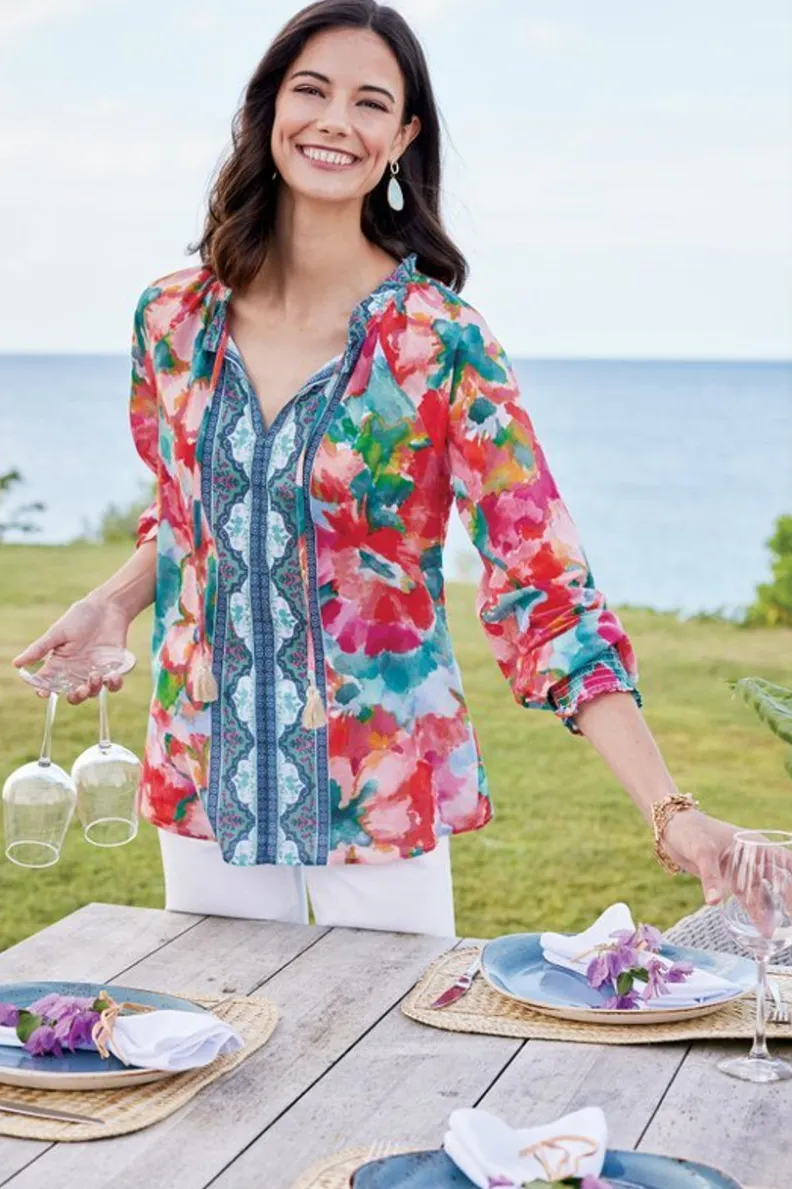 Blusa Primaveral Evalina - Rosa Polvoriento con Detalles Ranúnculo | Colección Soft Surroundings