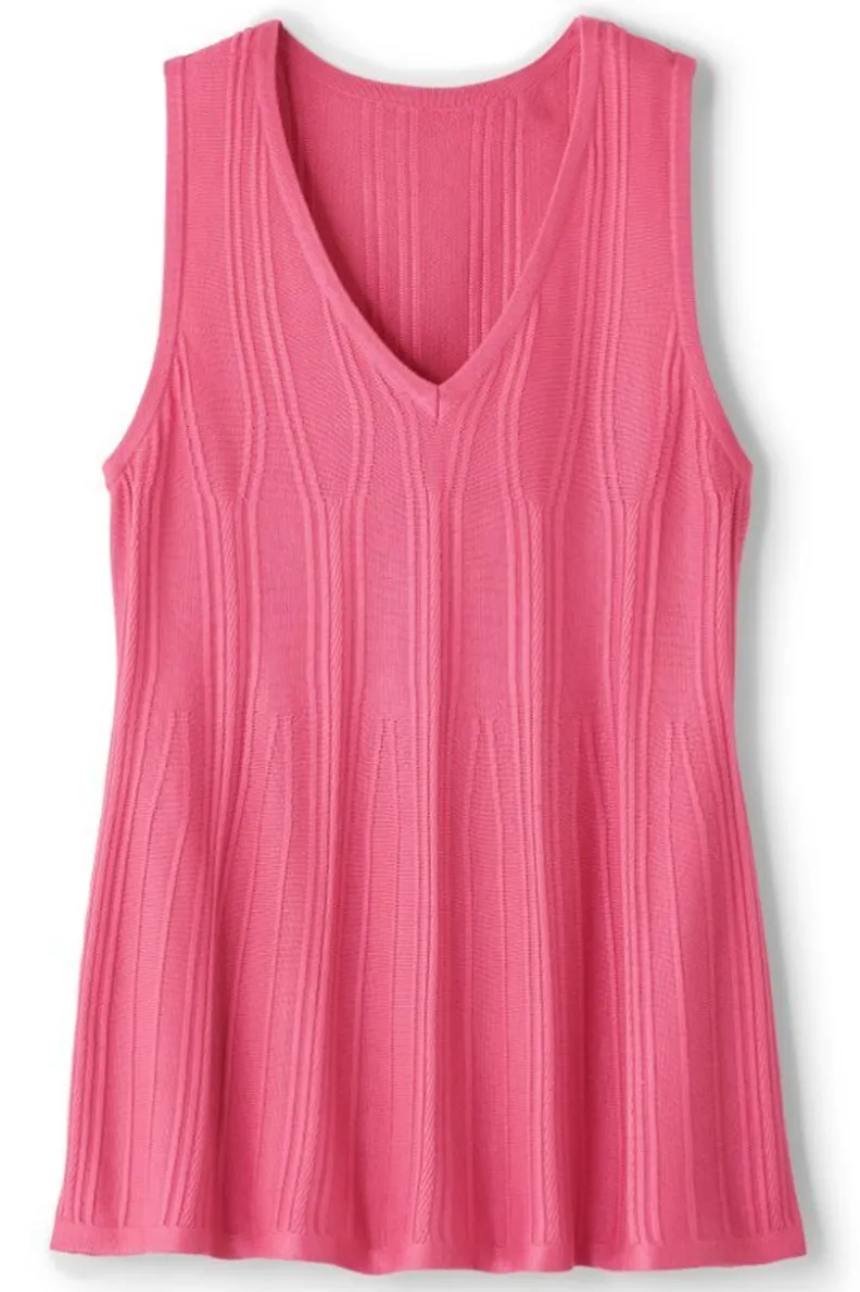 Blusa de Punto Felicity con Volantes - Rosa Azalea | Jerséis y Cardigans Elegantes de Soft Surroundings