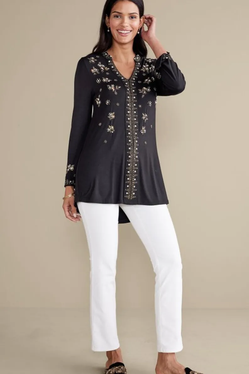 Túnica Festa de Soft Surroundings - Elegancia Casual en Negro, Diseño Ligero y Versátil para tu Estilo Único