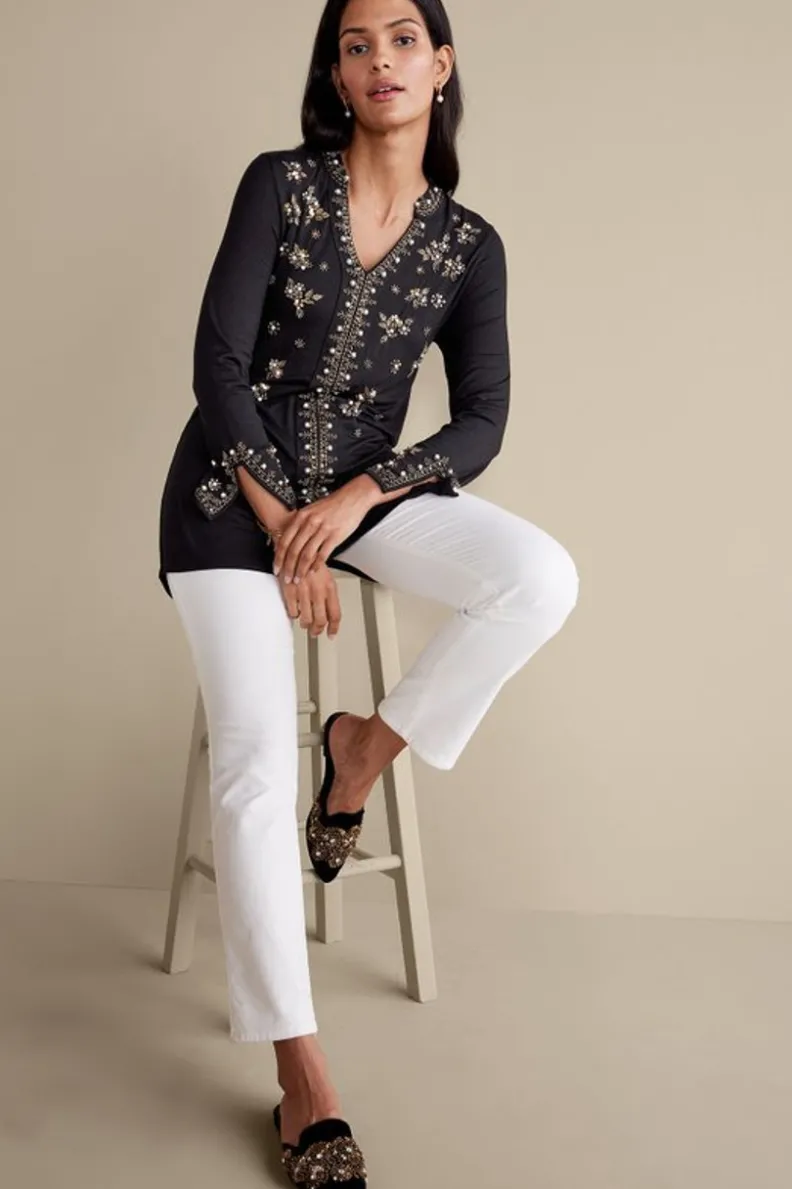 Túnica Festa de Soft Surroundings - Elegancia Casual en Negro, Diseño Ligero y Versátil para tu Estilo Único