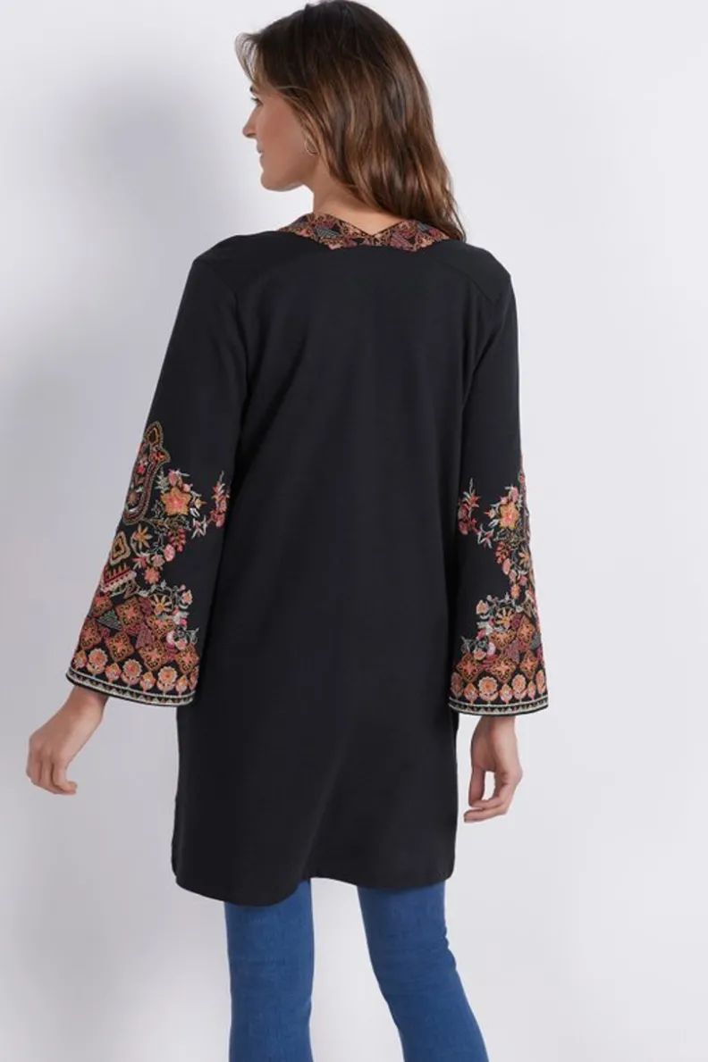 Chalecos, Chaquetas y Abrigos Soft Surroundings - Kimono Vintage Fibra Artesanal en Negro Antiguo