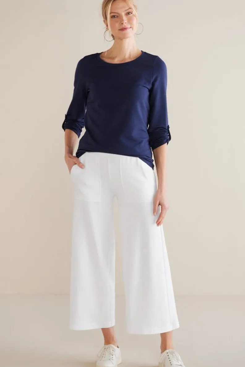 Pantalones Tobilleros French Terry Fina - Tejido Ultra Suave en Azul Marino | Colección Soft Surroundings