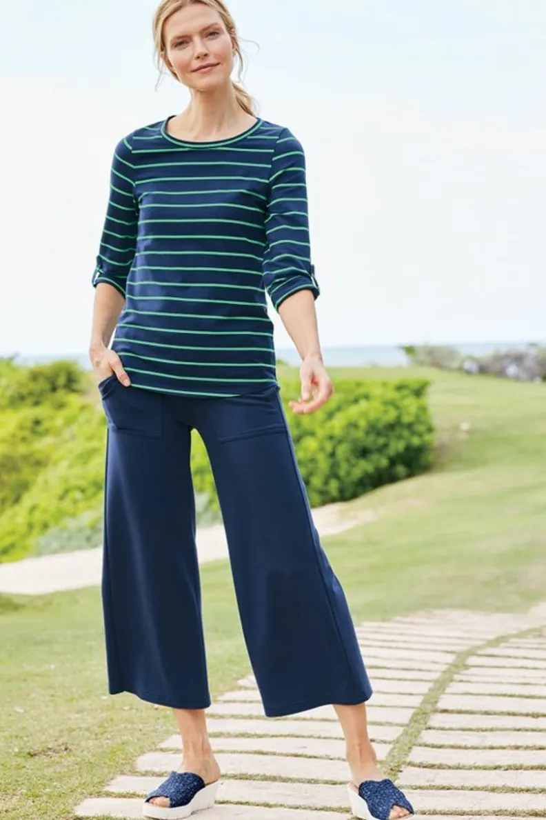 Pantalones Tobilleros French Terry Fina - Tejido Ultra Suave en Azul Marino | Colección Soft Surroundings