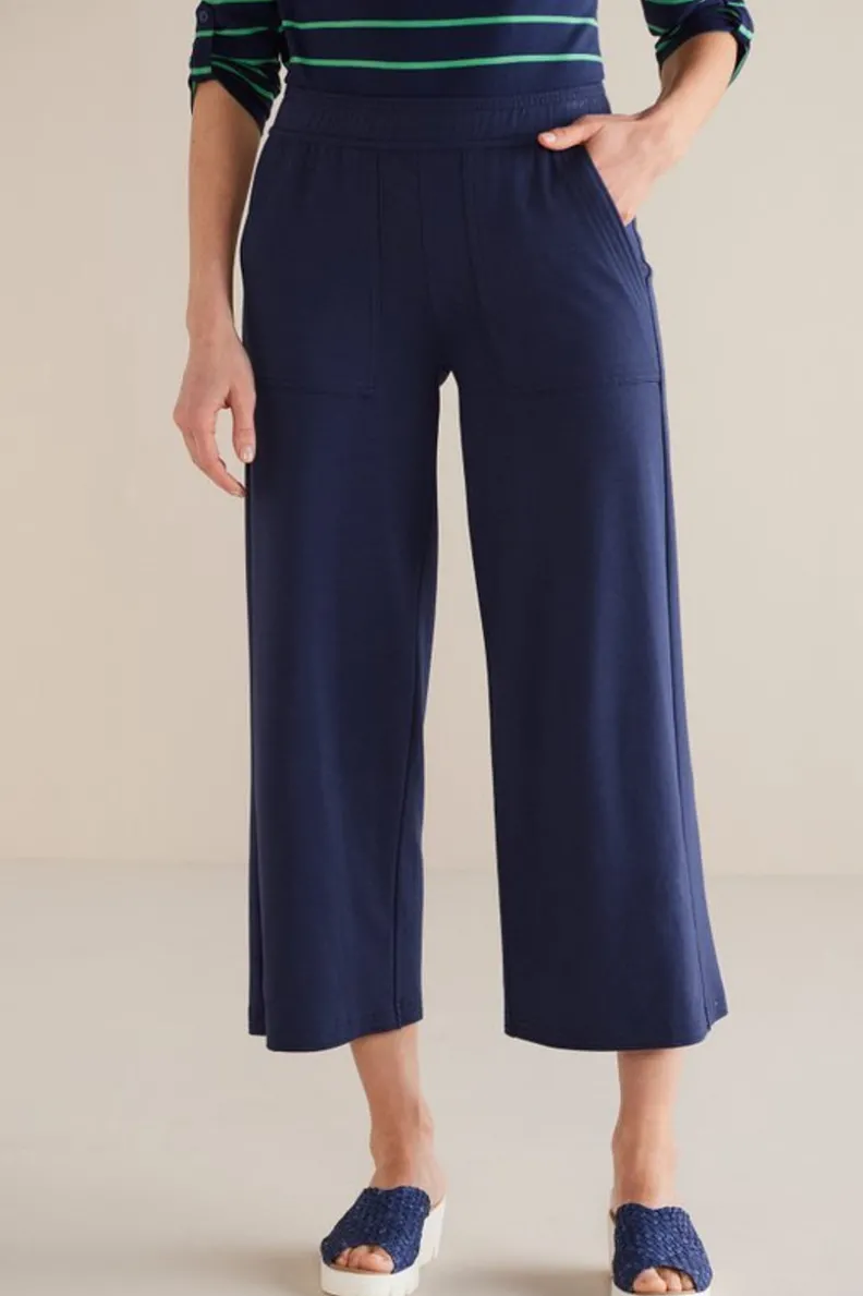 Pantalones Tobilleros French Terry Fina - Tejido Ultra Suave en Azul Marino | Colección Soft Surroundings