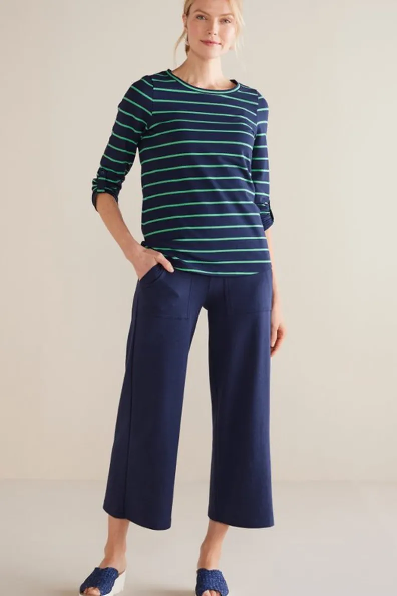Pantalones Tobilleros French Terry Fina - Tejido Ultra Suave en Azul Marino | Colección Soft Surroundings