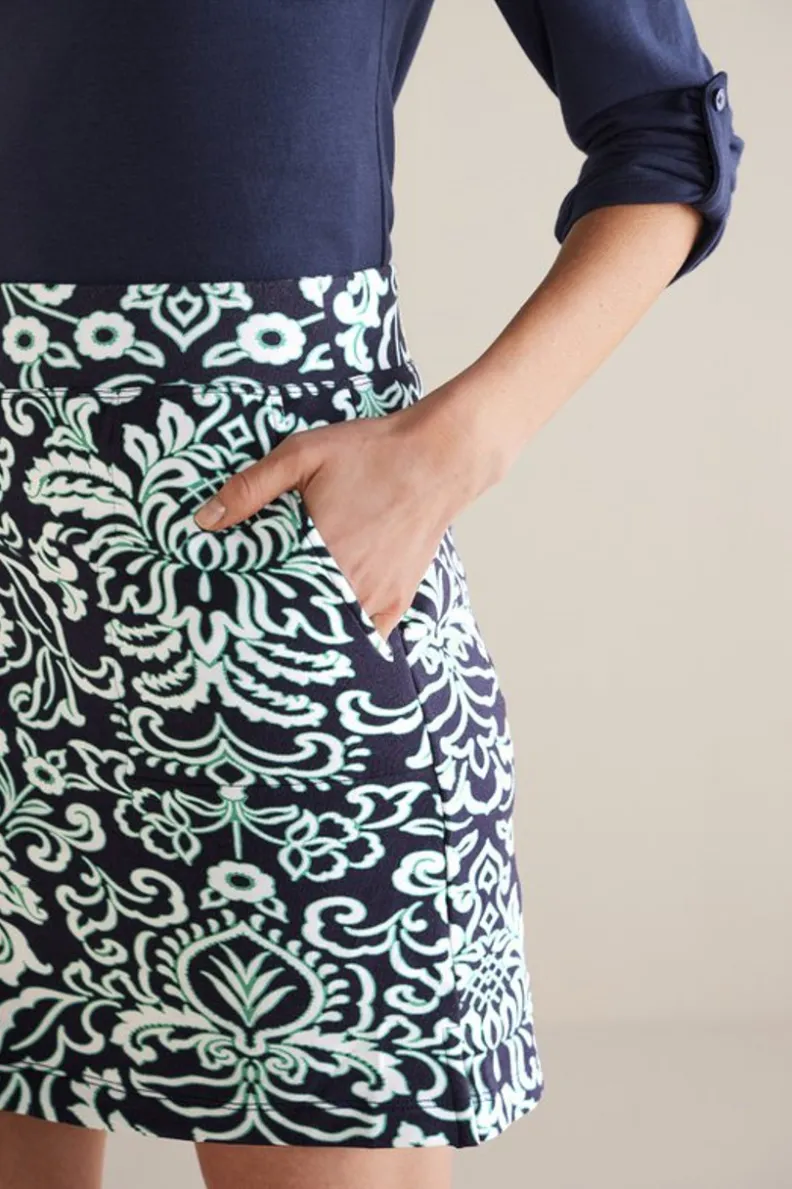 ¡Elegancia Casual! Falda-Pantalón Fina en Tejido French Terry de Soft Surroundings con Pañuelo Jaipur de Regalo