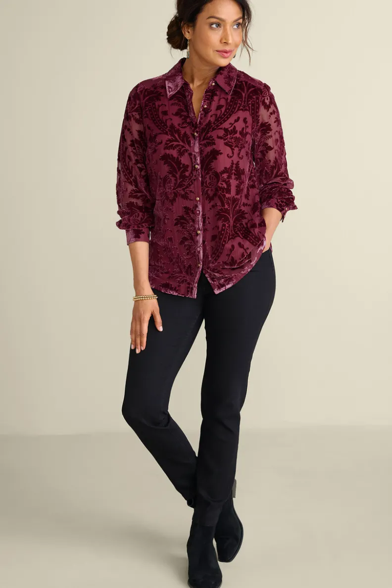 Blusa Elegante Floreat en Terciopelo Premium - Entornos Suaves de Lujo y Confort