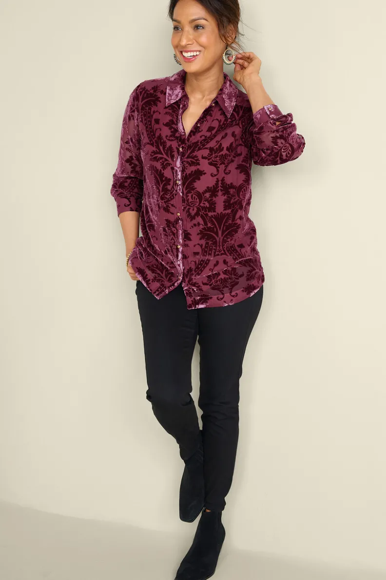 Blusa Elegante Floreat en Terciopelo Premium - Entornos Suaves de Lujo y Confort