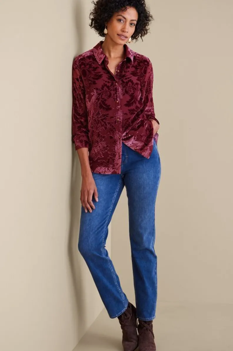 Blusa Elegante Floreat en Terciopelo Premium - Entornos Suaves de Lujo y Confort