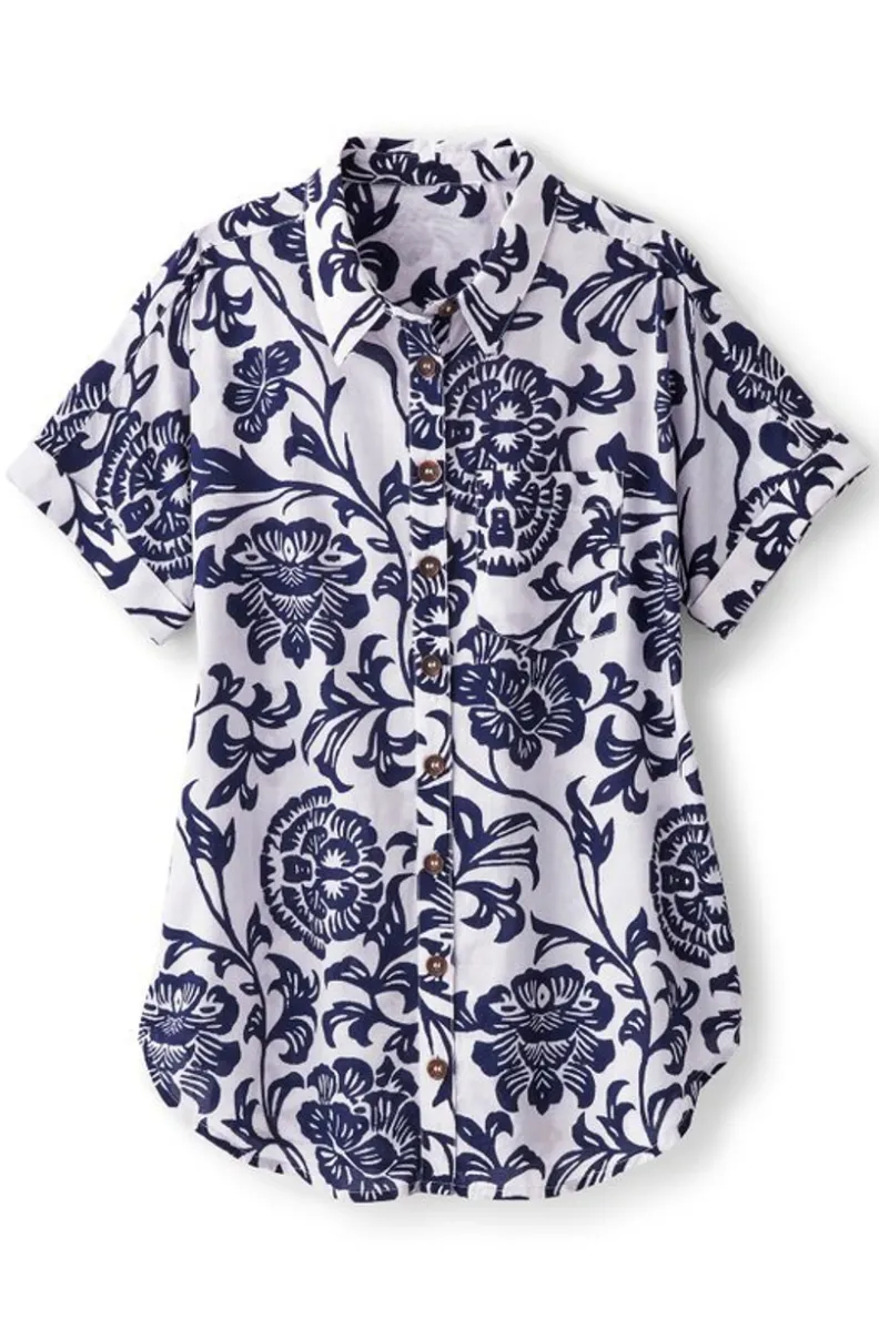 Blusa Gía Top Aire Tropical - Estampado Floral Fiji con Toque Suave