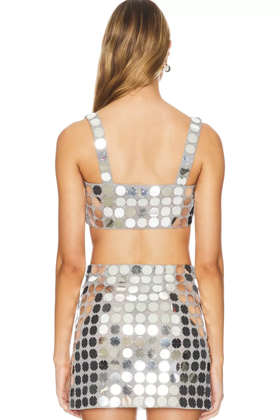 Lovers & Friends - Top Gilles con Lentejuelas Ajustado, Estilo Crop Brillante para Looks Festivos