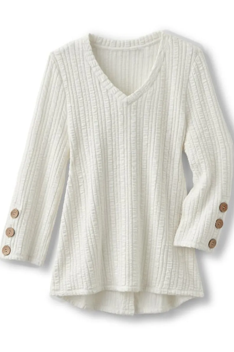 Blusas · Túnicas y Leggings - Túnica Tejida Goldie con Diseño Versátil | Conjunto Cómodo de Soft Surroundings