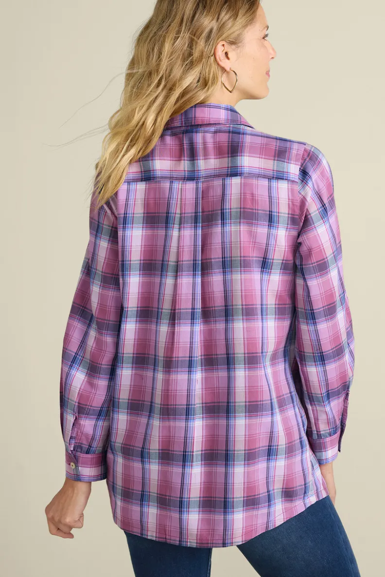 Camisa Bordada Oversize Gracie de Soft Surroundings - Cuadros Bay Area con Diseño Único y Confort Superior