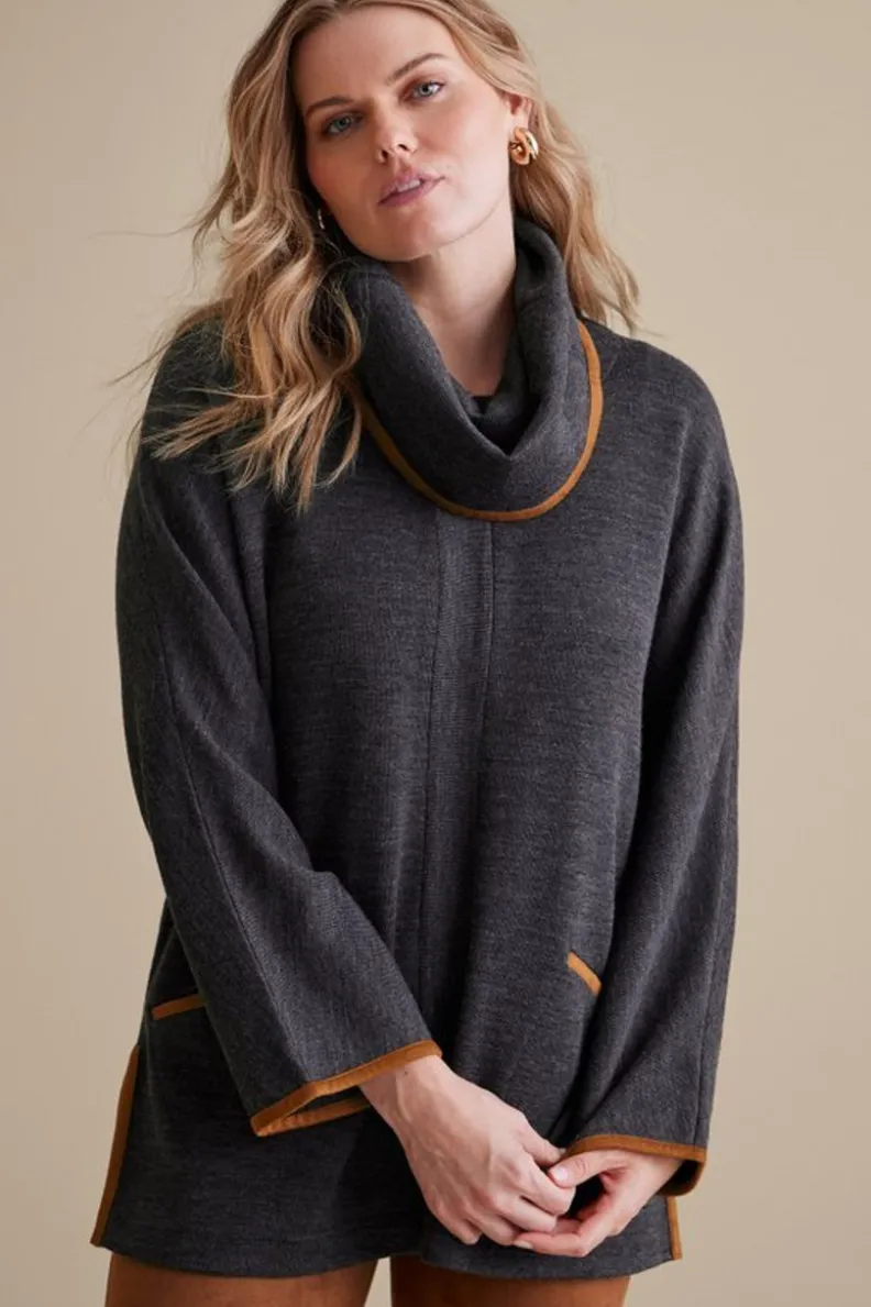 Túnica Transformable Hanna de Soft Surroundings - Gris Carbón Jaspeado con Diseño Multiusos