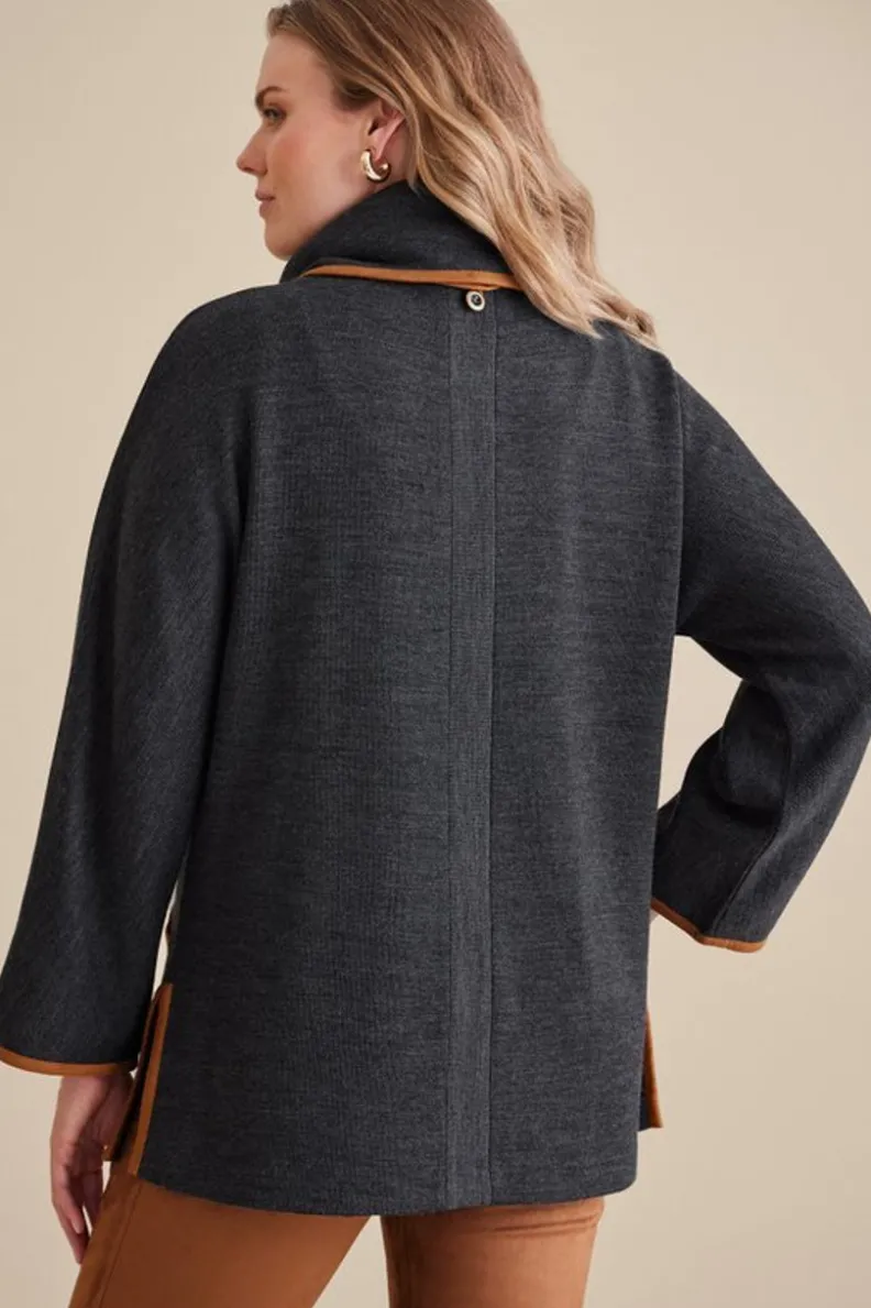 Túnica Transformable Hanna de Soft Surroundings - Gris Carbón Jaspeado con Diseño Multiusos