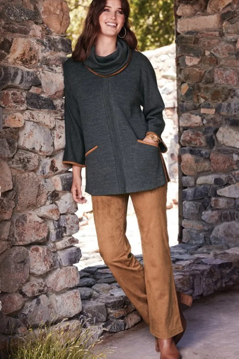 Túnica Transformable Hanna de Soft Surroundings - Gris Carbón Jaspeado con Diseño Multiusos