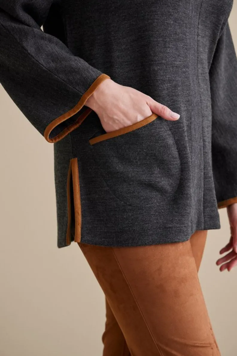 Túnica Transformable Hanna de Soft Surroundings - Gris Carbón Jaspeado con Diseño Multiusos