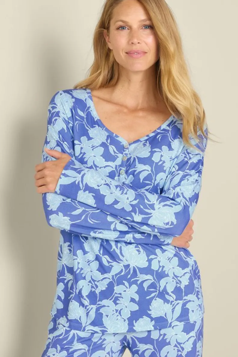 Camiseta nocturna en bambú Harmony - Diseño suave Jardín Persa con detalles joya | Ropa para dormir y descanso cómodo - Colección Soft Surroundings