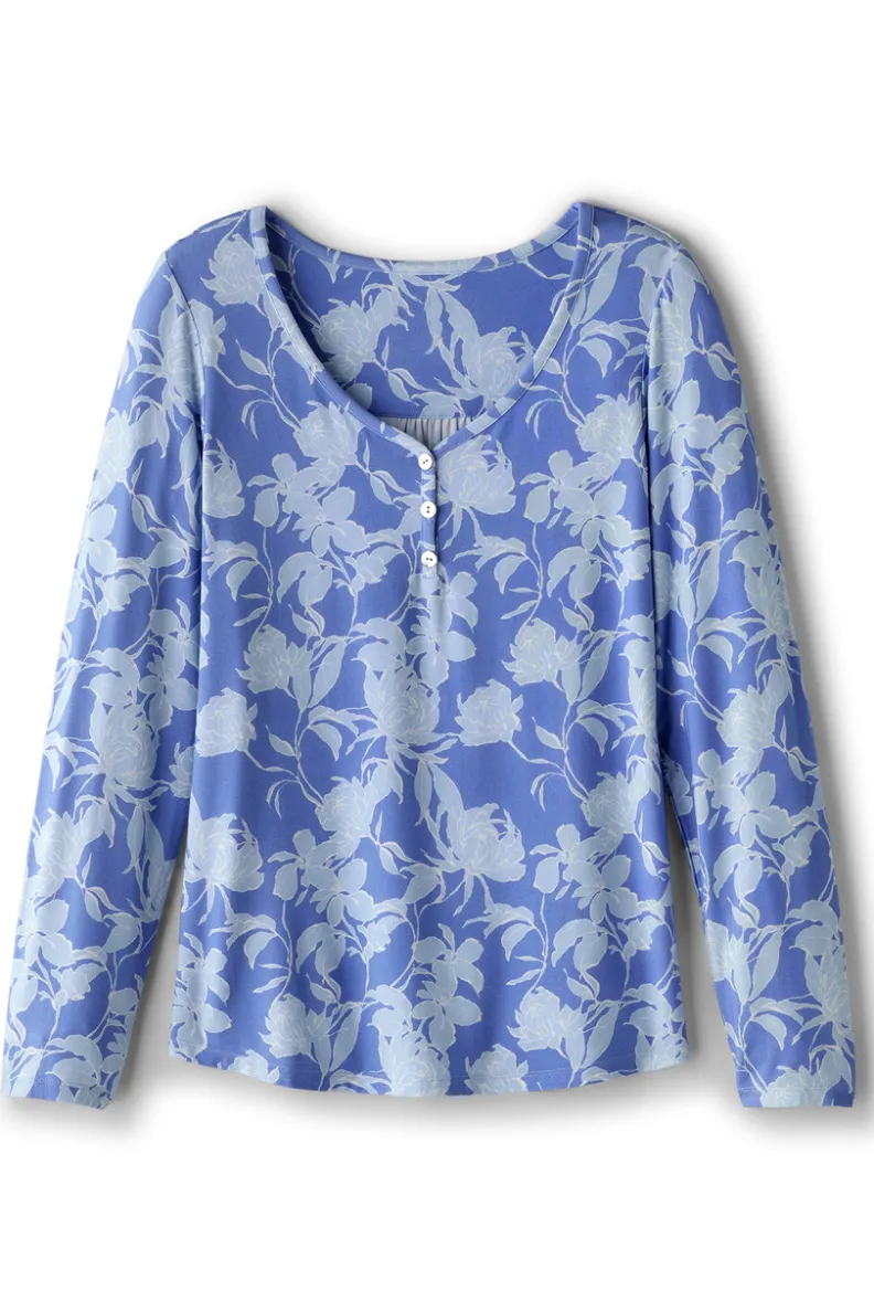 Camiseta nocturna en bambú Harmony - Diseño suave Jardín Persa con detalles joya | Ropa para dormir y descanso cómodo - Colección Soft Surroundings